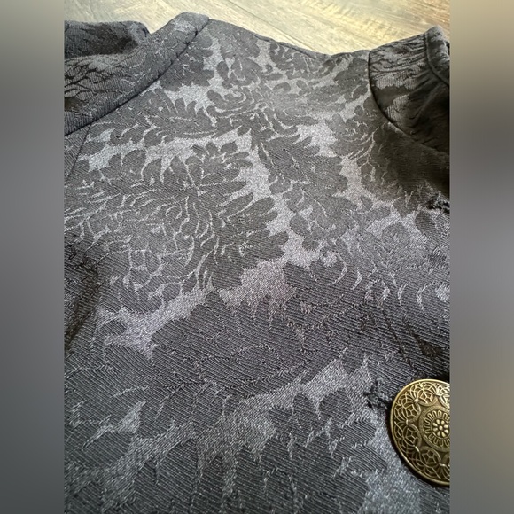 Vintage Victor Costa Occasion Long Black Brocade Jacket Coat Blazer M Medium - Picture 6 of 10